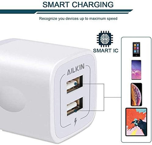 ?5Pcs? USB Plug, Wall Charger Fast Charging Block, Power Adapter Cube 2 Port Charge Travel Brick for iPhone 14 13 12 SE