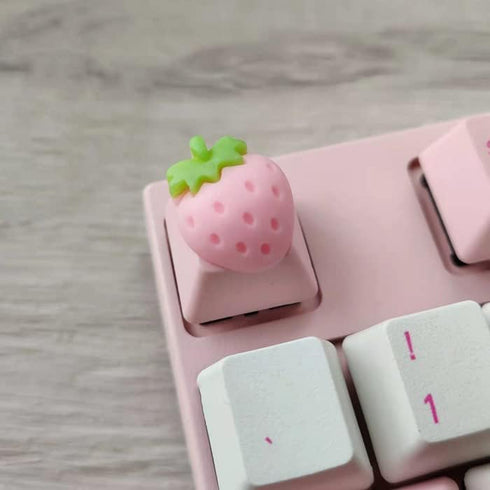 Personalized Cute Cartoon Transparent Keycap, Handmade OEM Profile Keycap for Mechanical Keyboard MX Switch (Strawberry)
