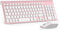 J JOYACCES Wireless Keyboard Mouse, Compact Ultra Slim 2.4G for Windows, Computer, Desktop, PC, Laptop (Pink)