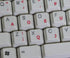 4Keyboard Dvorak Simplified Keyboard Stickers with RED Lettering ON Transparent Background