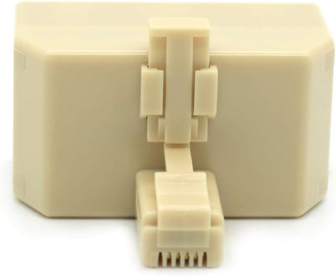 Modular Telephone Splitter Adapter RJ11 6P4C, 3-Way Line Socket Triplex Divider Connector, Beige (Pack of 2)