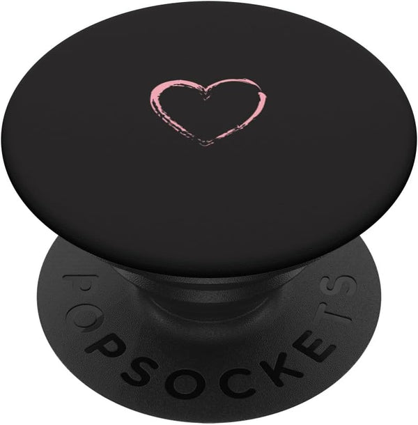 Pink Heart Black PopSockets Standard Grip