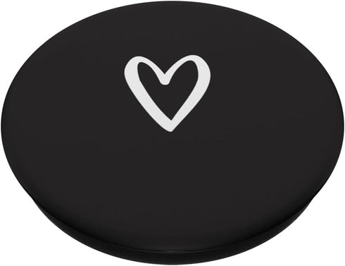 White Heart Love Black PopSockets Swappable PopGrip
