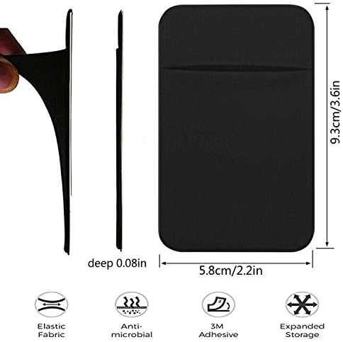 ACKLLR 3 Pack Cell Phone Card Holder, Adhesive Sticker for Back of Phone, Stretchy Fabric Card Sleeves