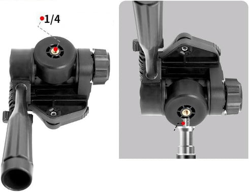 ThtRht 1/4'' Tripod Fluid Head Mount Panhead with Quick Release Plate Long Handle Pan/Tilt Head Phone Holder Adapter