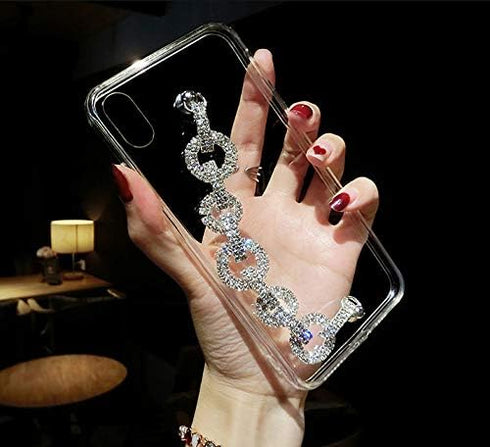 BONITEC Jesiya Clear Bracelet Case for iPhone Xs Max with 3D Glitter Sparkle Bling Strap