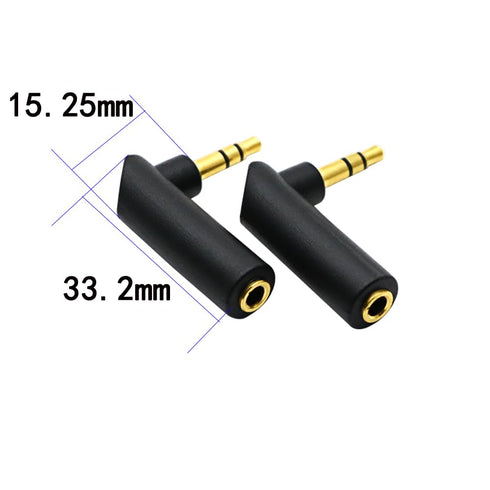3.5mm Angle Male to Female Audio Adapter, 90 Degree Right Angle Gold-Plated TRS Stereo Jack Plug for Headset, Tablets