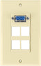 Keystone Wall Plate VGA + 4 Port, Ivory
