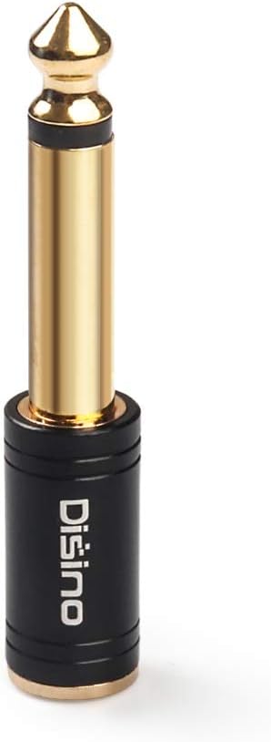 Disino 1/4" Mono to 1/8" Stereo Adapter, New Upgrade Gold-Plated 6.35mm TS Male Jack to 3.5mm TRS Female Stereo Adapter for Headphone, Amp Adapte, Black - 1 Pack
