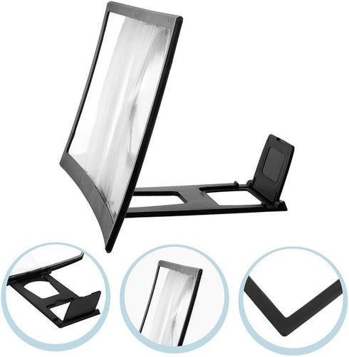 Svenirven 12'' 3D Curved Screen Magnifier, HD Mobile Video Movie Smartphone Screen Amplifier Projector Cell phne Stand
