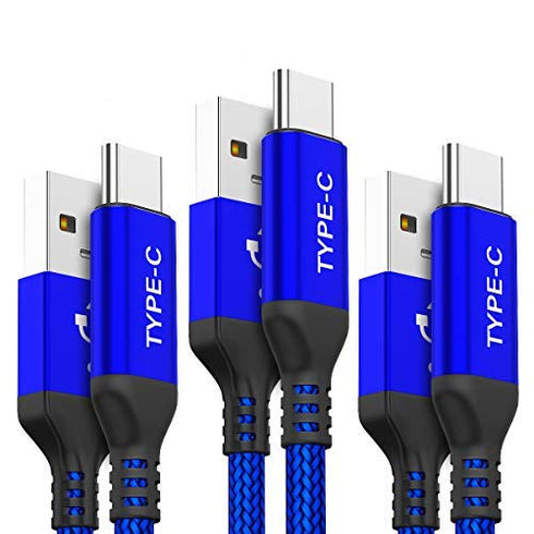 AkoaDa USB-C Cable 3-Pack (10ft+6.6ft+3.3ft) Fast Charger, Nylon Braided, Compatible with Samsung Galaxy & LG Models.