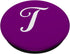 T Initial Monogram PopSockets Standard PopGrip | White on Purple Capital Letter