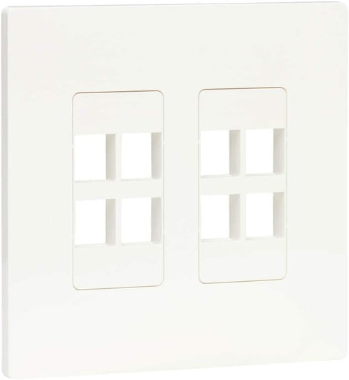 Tripp Lite 8-Port Universal Keystone Double-Gang Wall Plate - 2-Gang Faceplate, Adaptable, White