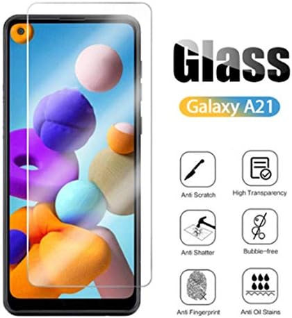 Tempered Glass Screen Protector for Samsung Galaxy A21, HD Clear Case Friendly Protective Film
