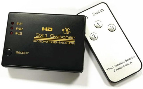 AKUYAO 4K 30Hz 3-in-1 3-Port Set-top PS3, HDTV Video Switch Splitter Switching Console Switch with Remote Control