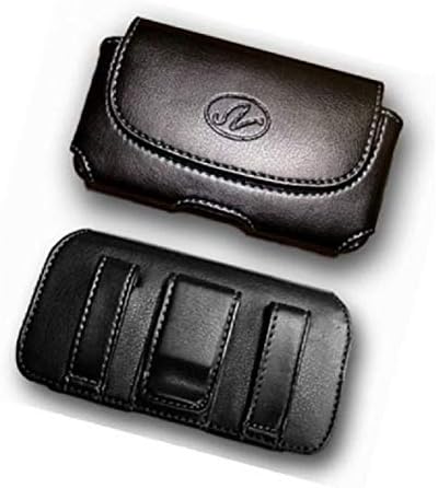 Horizontal Leather Holster for Flip Phone/Smartphone (up to 4.25x2.25x0.85 in) with Belt Clip & Loops.