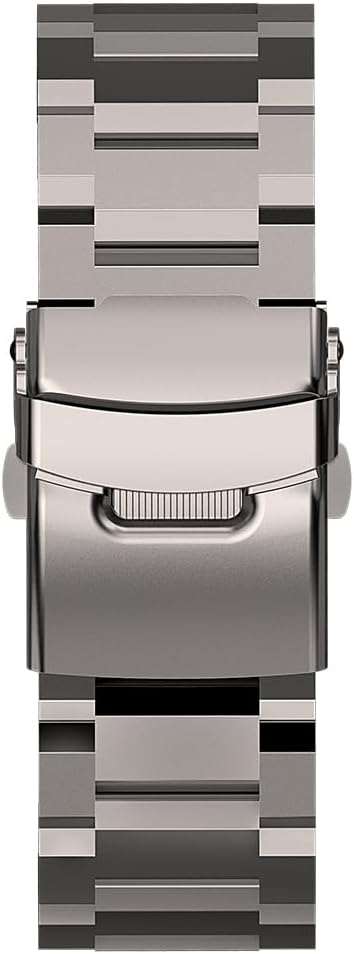 AMAZTIM Compatible Silver Metal Strap, Silicone Replacement Wristbands with Metal Buckle for T2 Smart Watch, Black