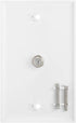 Single F Connector Coaxial Cable Audio/Video Wall Plate, Cmple 1-Port TV Cable - White