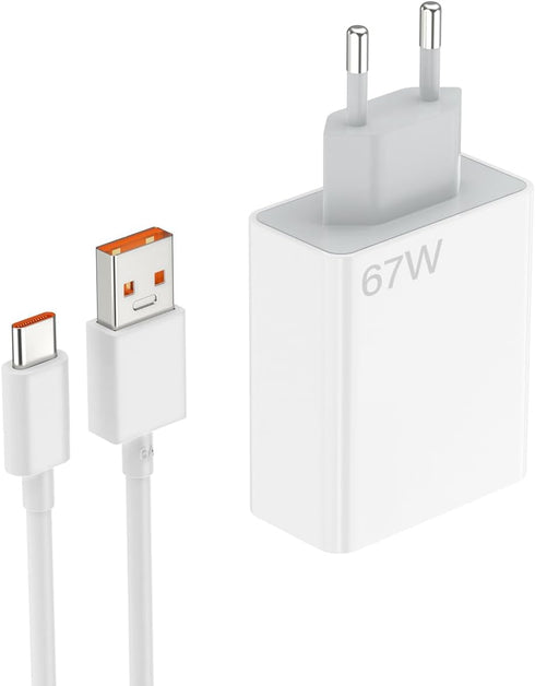 67W Xiaomi European Turbo Charger, Travel Plug Adapter for Xiaomi 14 13 12 13t 12t 12s Pro Lite Redmi Note K70 K60