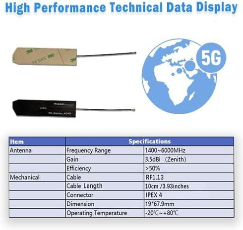Internal Antenna Triple Band WiFi for Wimax Zigbee Bluetooth 2.4G, 5G, 6G, Cellular 5G, 4G LTE High Gain