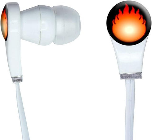Graphics and More Fire Fireball Novelty In-Ear Headphones Earbuds - Non-Retail Packaging - White