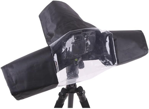 HuaerHui Camera Rain Cover for Canon Nikon Sony Fujifilm DSLR Mirrorless Cameras, Lens Sleeve with See Through Window, W-ZJ054, Medium, Black