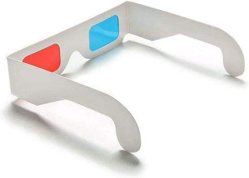 3D Paper Glasses Red and Cyan Anaglyph, 50 Pairs with White Cardboard Frame