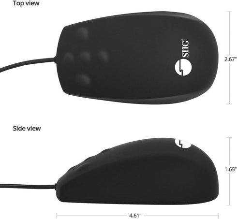 SIIG Wired Computer Waterproof Mouse, USB Mouse, IP68 Waterproof Silicone Mouse for PC or Laptop (JK-US0S11-S1)