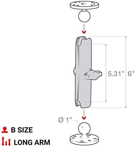 RAM Mounts Double Socket Arm RAM-B-201U-A Short Arm for RAM B Size 1" Ball Components