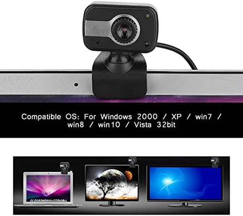 Zerone 640 480/0.3Mp 360 30 Webcam with Microphone, x USB Camera with Clamp Mount Support Rotation and Vertical