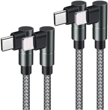 MFi Certified 6ft USB C to Lightning Cable, 90° Type C Charger for iPhone 13/12/11 Pro Max, iPad 8th (Grey)