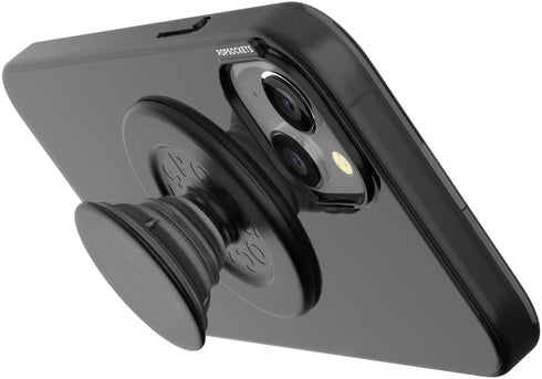PopSockets Case for iPhone 15 Plus - Round Phone Grip Compatible with MagSafe, Wireless Charging Compatible, Black