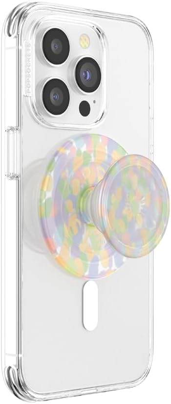 PopSockets Round Phone Grip with MagSafe Adapter Ring, Wireless Charging Compatible - Rainbow Glass
