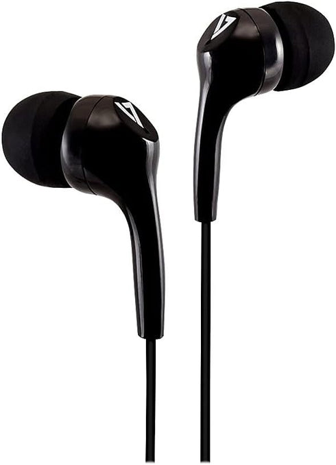 V7 HA105 Lightweight Stereo Earbuds, Black