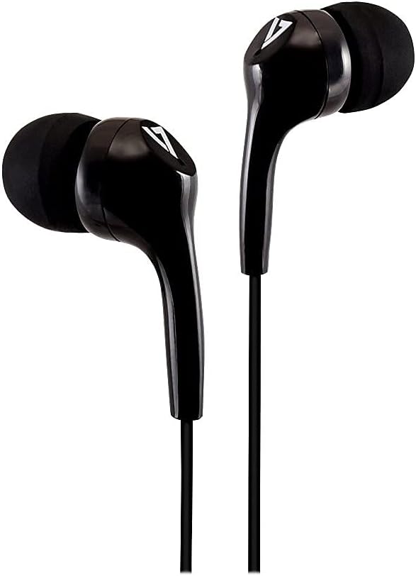 V7 HA105 Lightweight Stereo Earbuds, Black