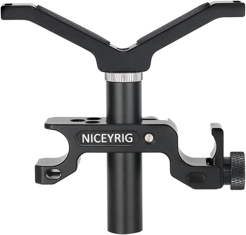 NICEYRIG 15mm LWS Rod Lens Support Y-Bracket, 64mm Vertical Adjustment for Heavy Long Lens Diameter 50mm to 140mm
