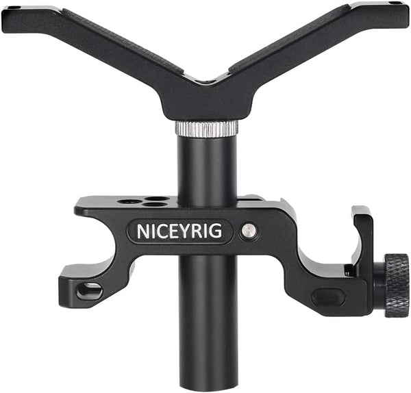 NICEYRIG 15mm LWS Rod Lens Support Y-Bracket, 64mm Vertical Adjustment for Heavy Long Lens Diameter 50mm to 140mm