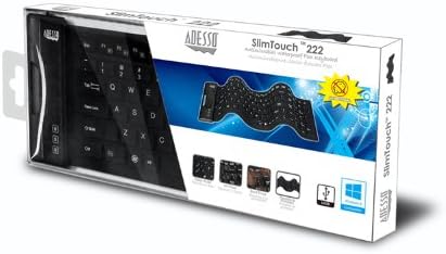 Adesso AKB-222UB SlimTouch 222 Waterproof Flexible Keyboard, Compact Size, Black