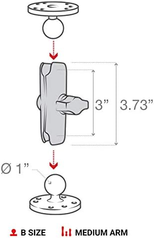 RAM Mounts RAM-B-201U-C Double Socket Arm (Long) for RAM B Size 1" Ball Components