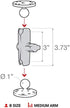 RAM Mounts RAM-B-201U-C Double Socket Arm (Long) for RAM B Size 1" Ball Components
