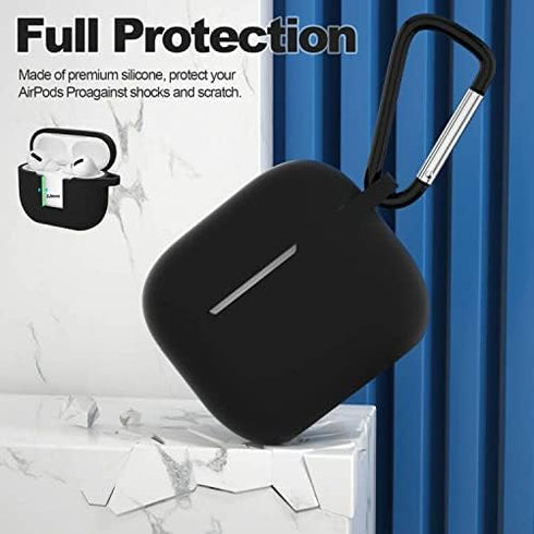 ATUAT Compatible with AirPods 3 Case, Protective Silicone Cover for 3rd Generation Case 2021, Wireless Charging - Black