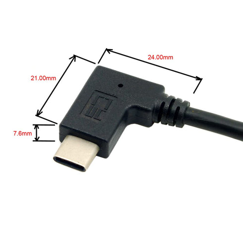 NFHK USB 3.1 Reversible USB-C Angled A Male Data Cable 90 Degree for MacBook, Tablet & Mobile Phone