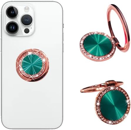Glitter Bling Diamond Cell Phone Ring Holder, Dark Green, Compatible with Most Phones, Tablets, and Cases