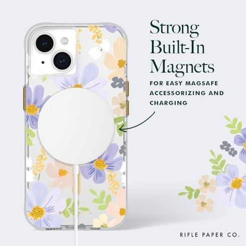 Rifle Paper Co. iPhone 15 Case, Compatible with MagSafe, 12ft Drop Protection, Floral Pattern, Anti-Scratch Shockproof