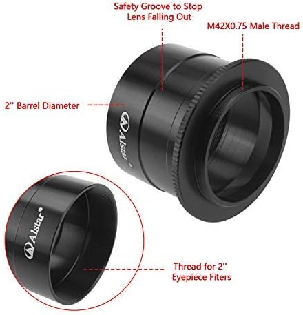 Alstar 2" T-2 Focal Camera Adapter for SLR Cameras, Attach Your Camera to Telescope