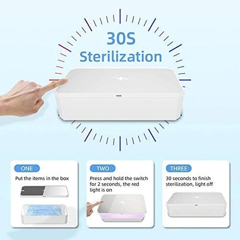 CarbonKlean UVKlear UVC Sterilization Kit with Wireless Charger, Removable Mobile Cosmetics Mirror and UV Sanitizer