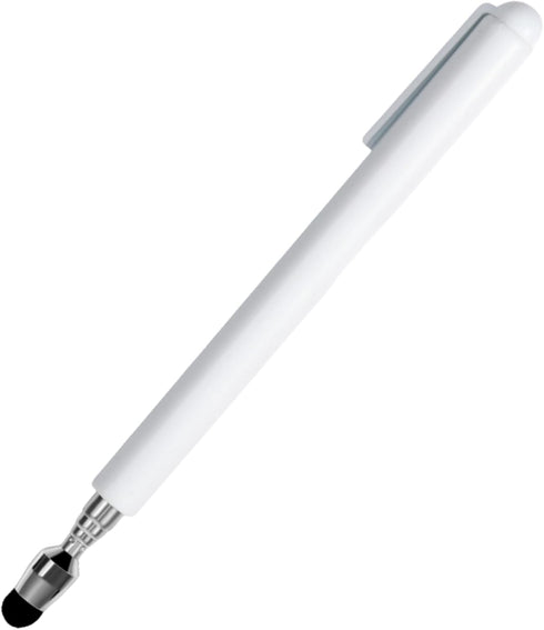 Universal Telescopic Stylus Pen - Retractable Pointer Stick & Stylus with Flocking Tip for Touch Screens (White)