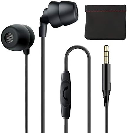 Soft Noise Cancelling Sleep Earphones with Mic, In-Ear Buds for Side Sleepers, 3.5mm Jack, Black - Ideal for Travel &
