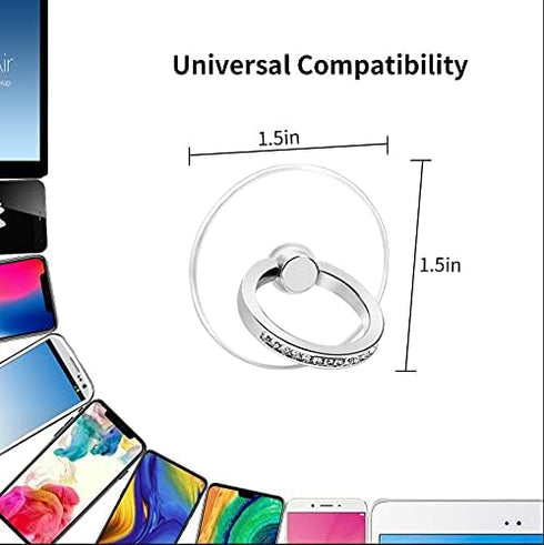 Transparent Cell Phone Ring Stand Holder, Finger Grip Loop (2 Silver 2 Black Round) for Phones (Exoer)