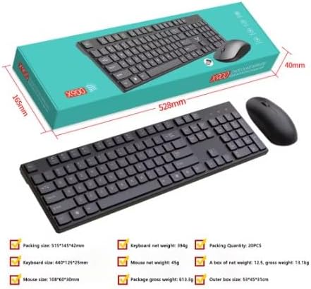 Ergonomic Wireless Keyboard and Mouse Combo, 2.4G Full Sized Keyboard with 12 Short-Cut Keys and Quiet Click Mouse